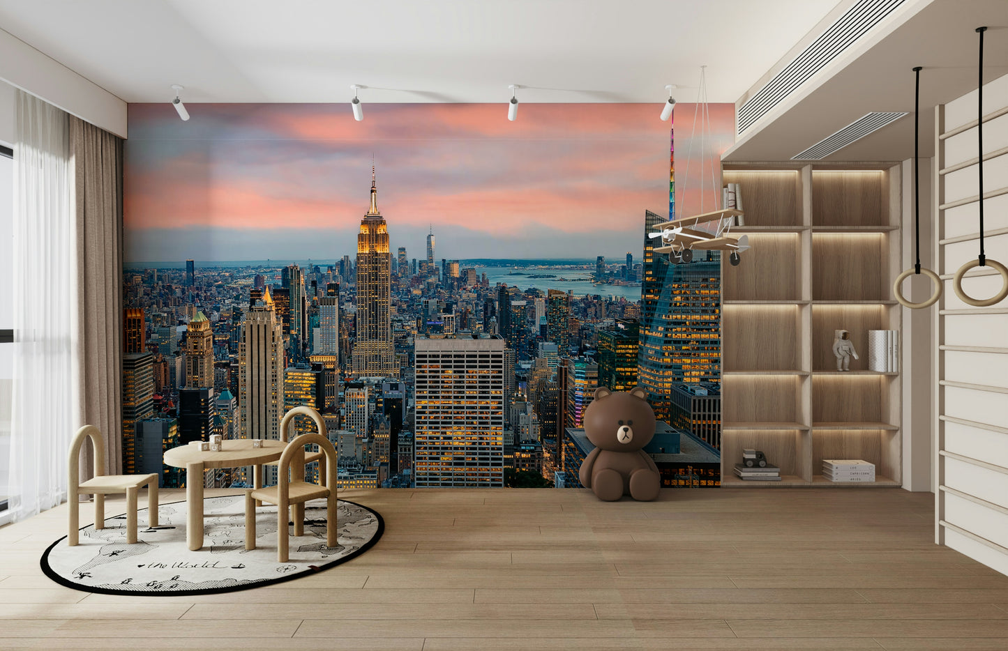 Sunset over Manhattan skyscrapers