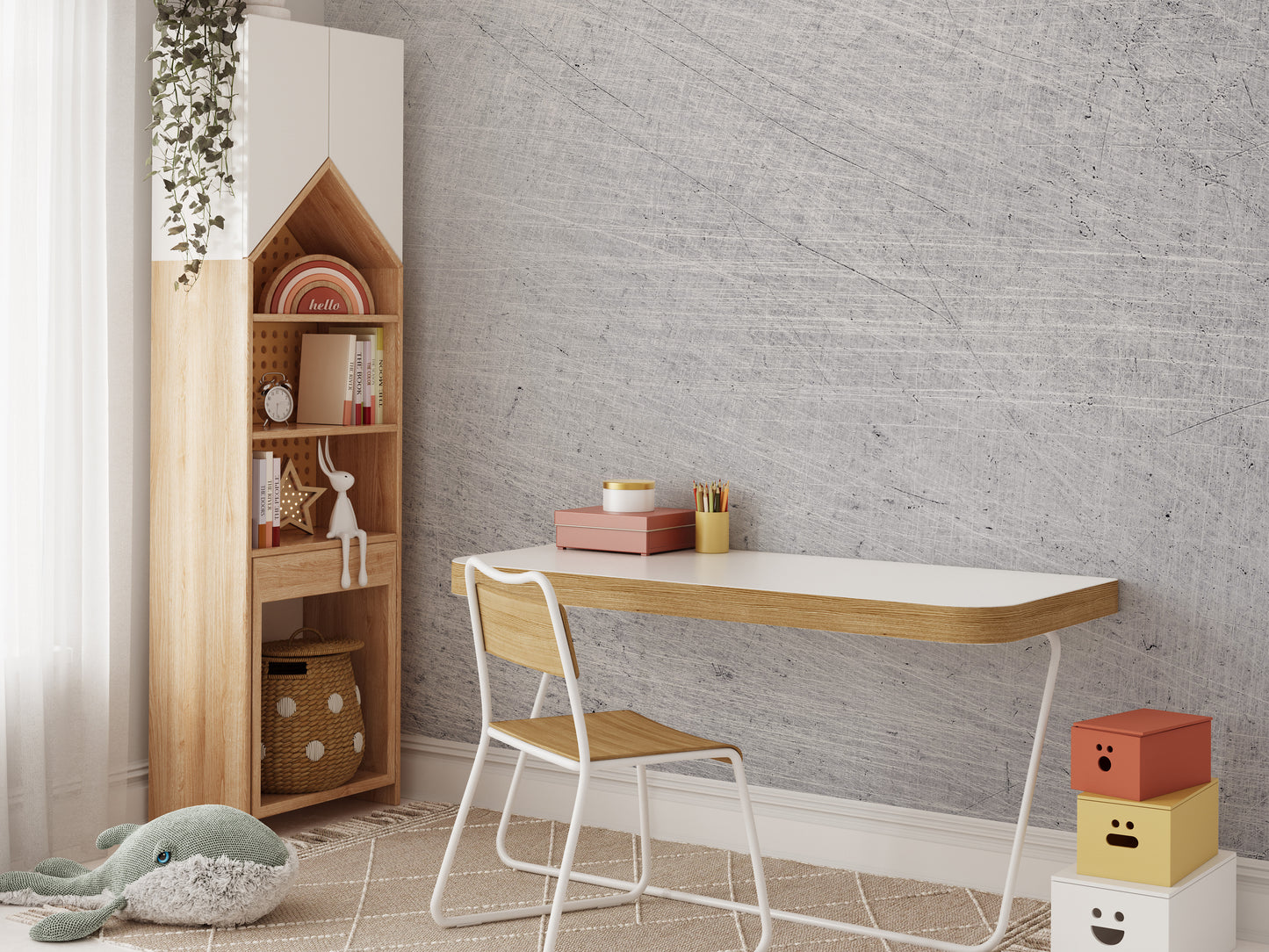 Textured metallic wallpaper mural for refined wall decor.