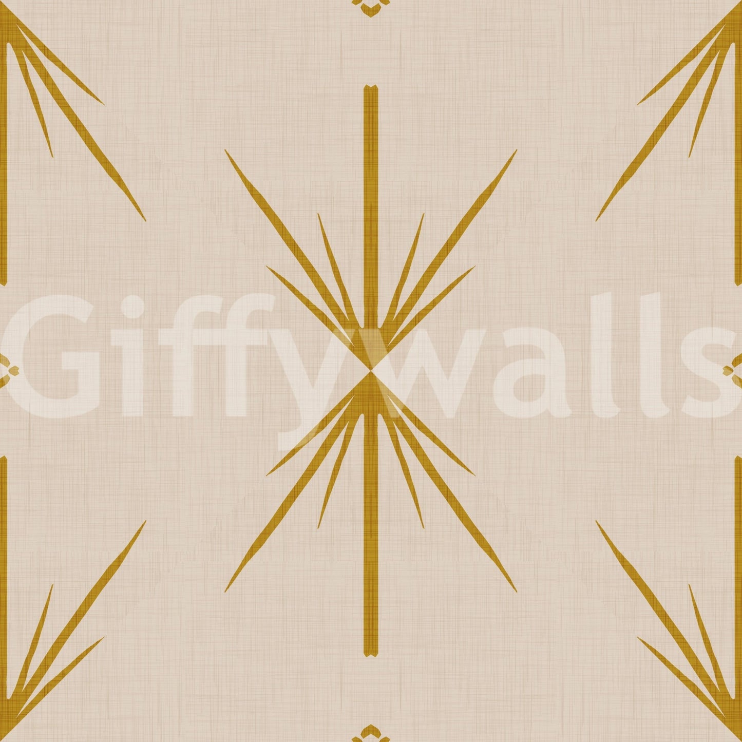 Mid Century Modern Atomic Starburst Cross Mustard Wallpaper