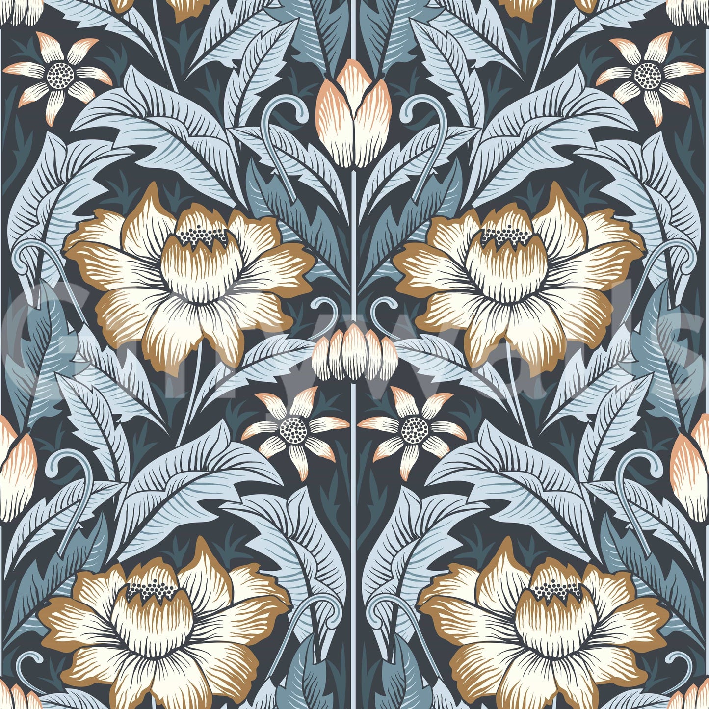 Timeless Garden – Midnight Blue Wallpaper