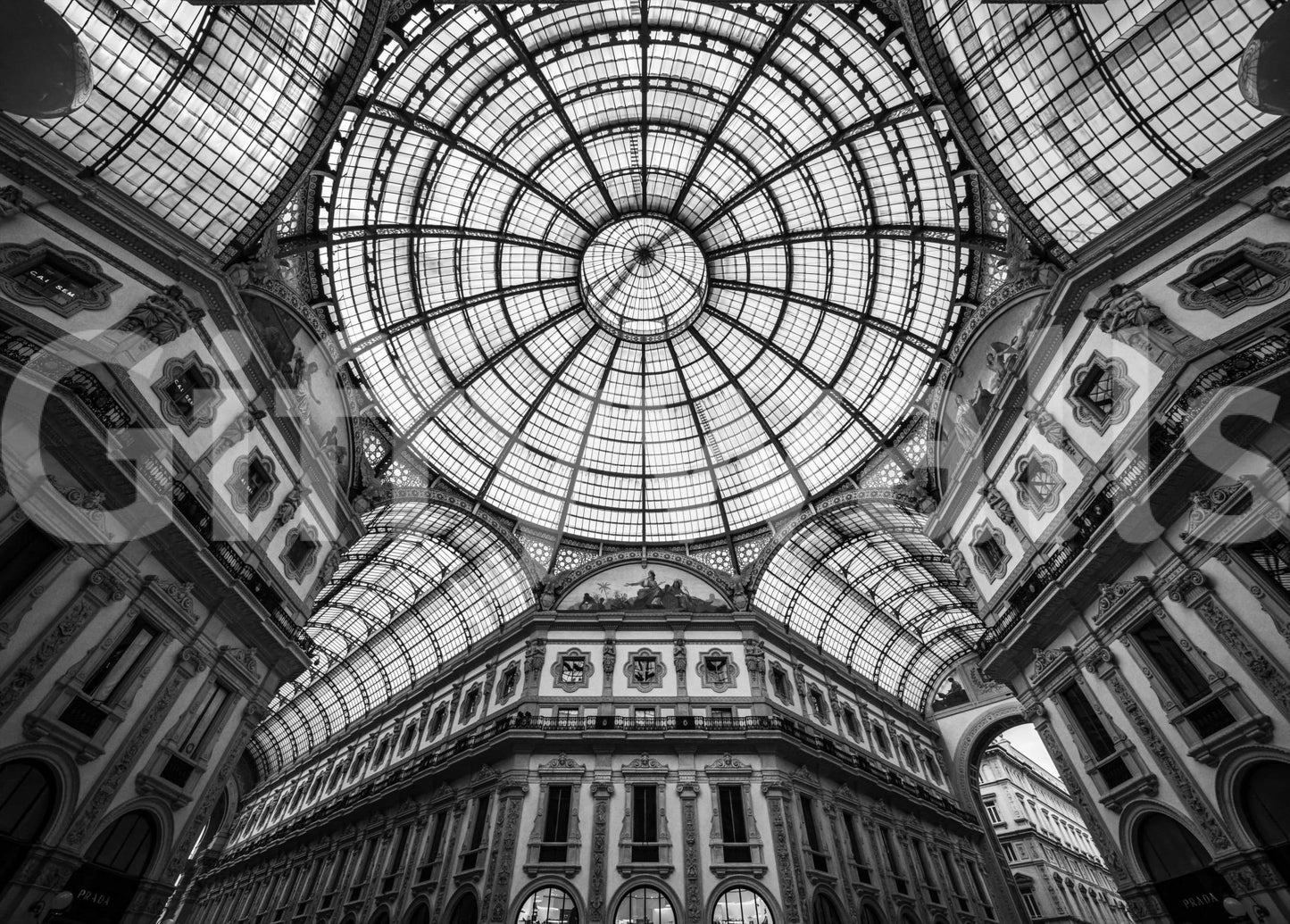 Milan-inspired arches mural in open-plan living space, clean home styling, neutral palette.