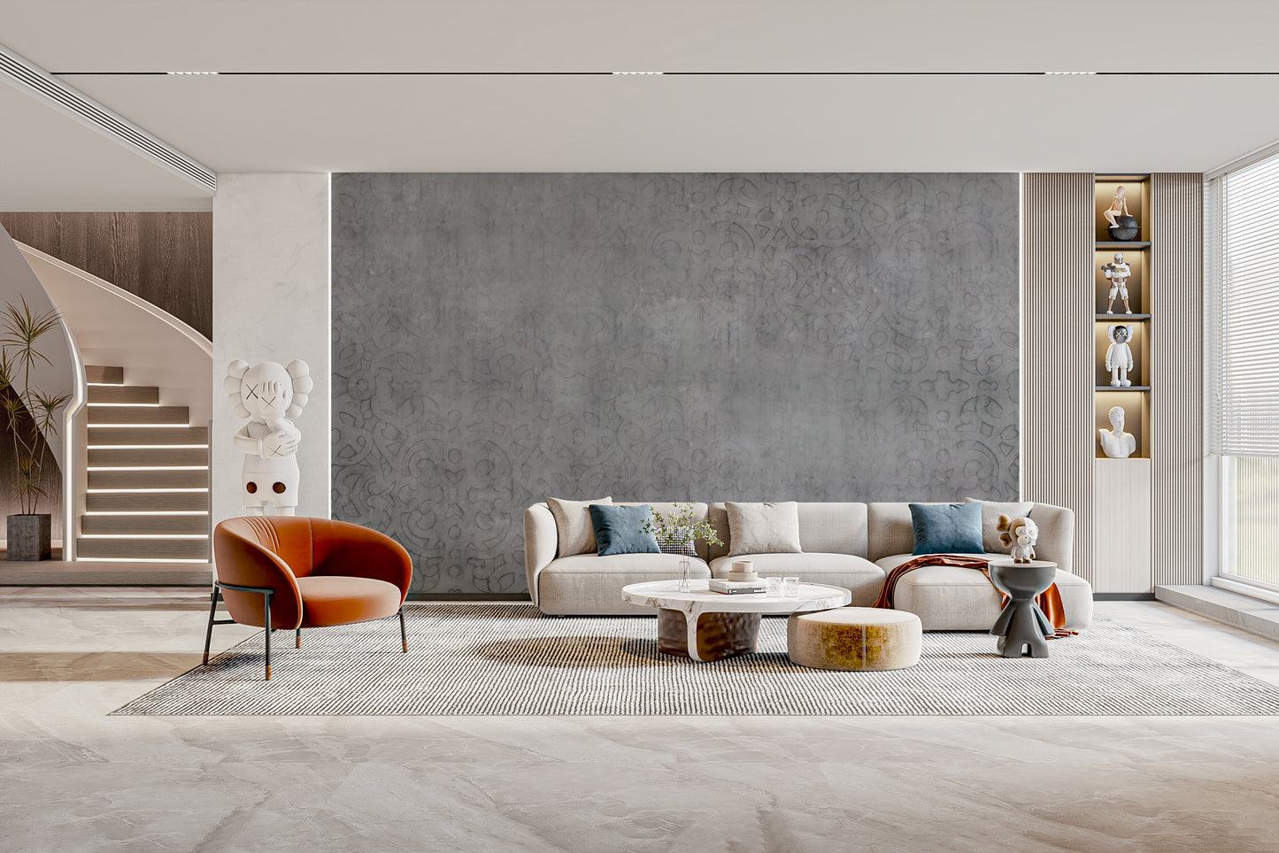 Moderne cement æstetisk tapet vægmaleri