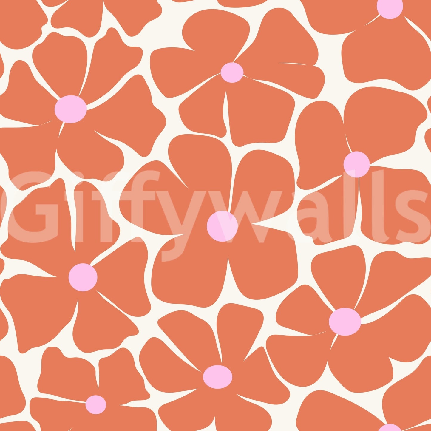 Chic coral floral wall covering for modern rooms
