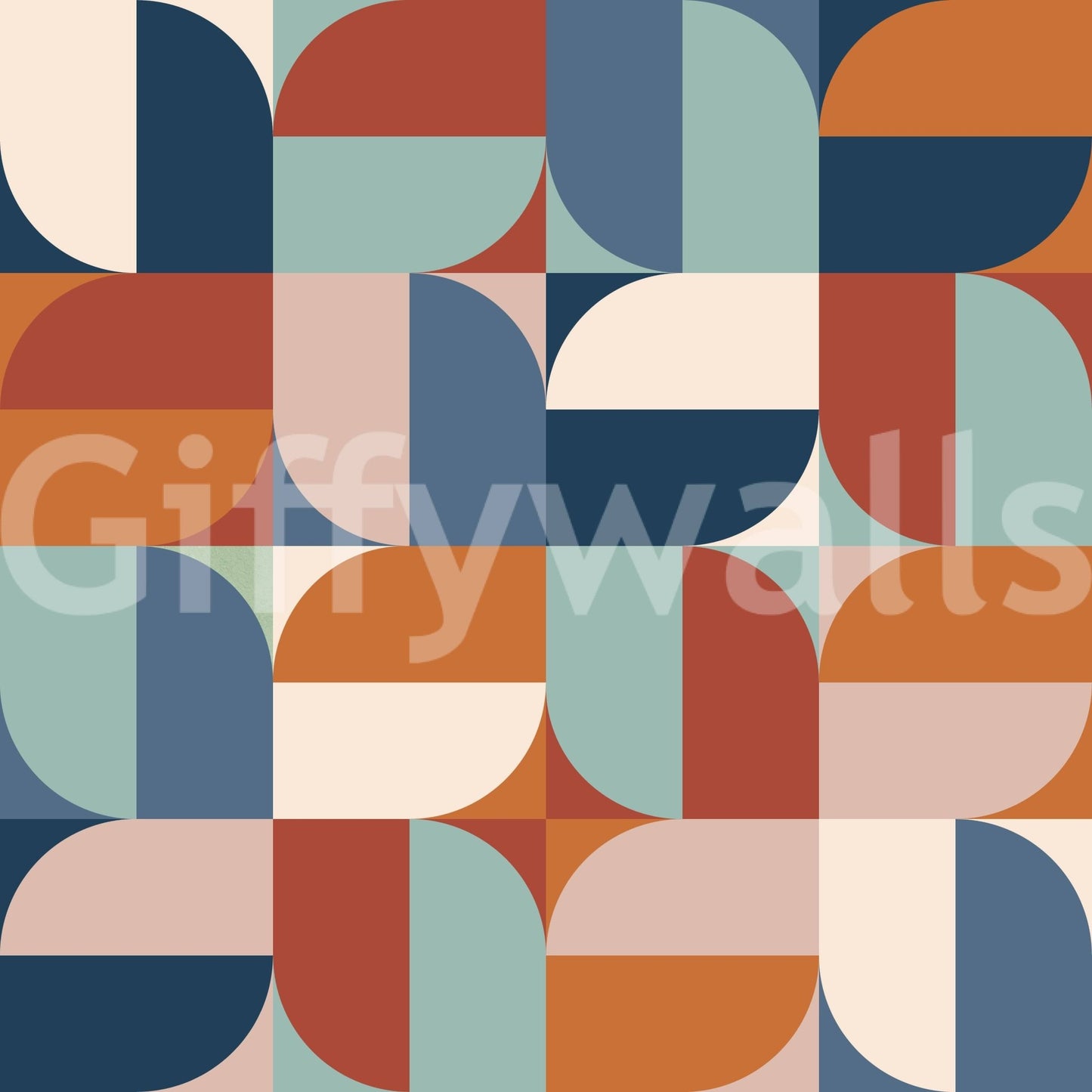 Graphic shape wallpaper in teal and navy