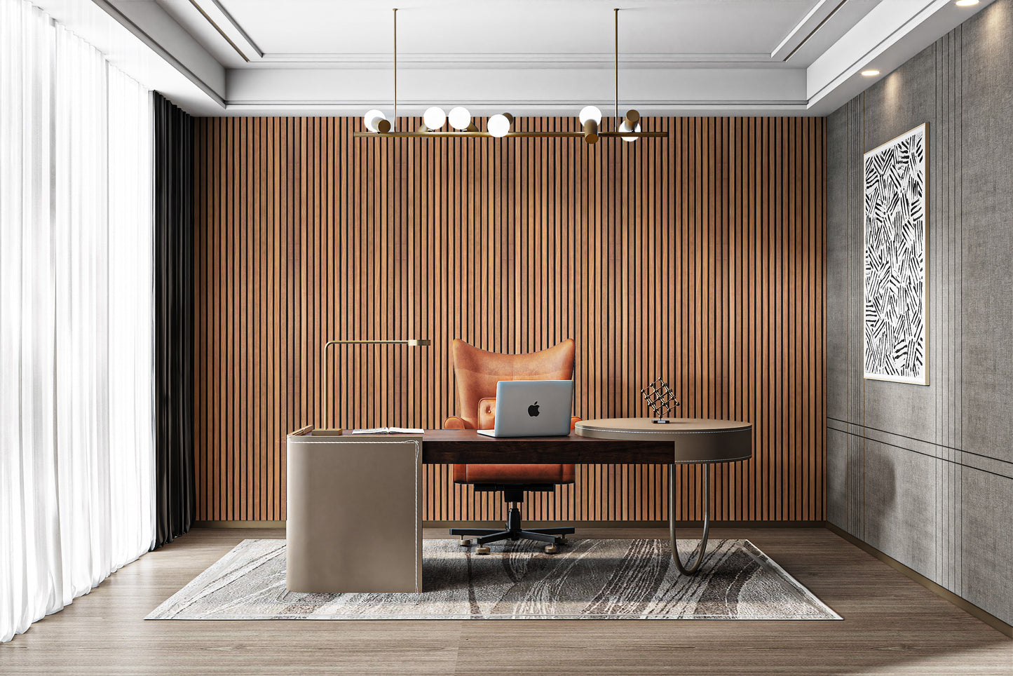 Modern DIY-friendly wood slat wall alternative for home interior renovation.
