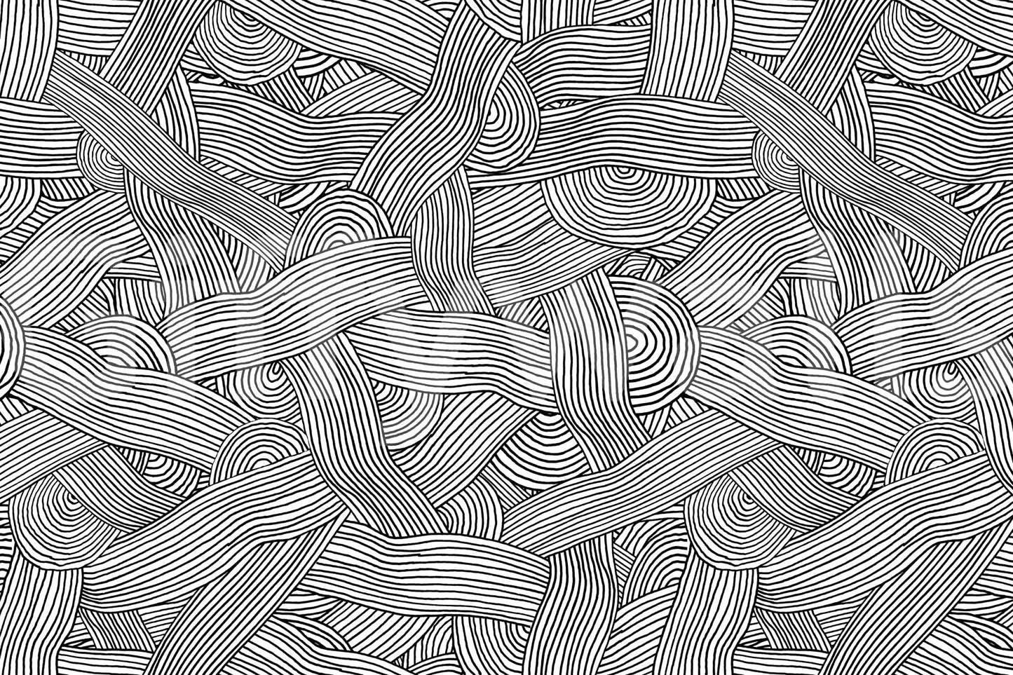 Monochromatic Striped Maze Wall Mural