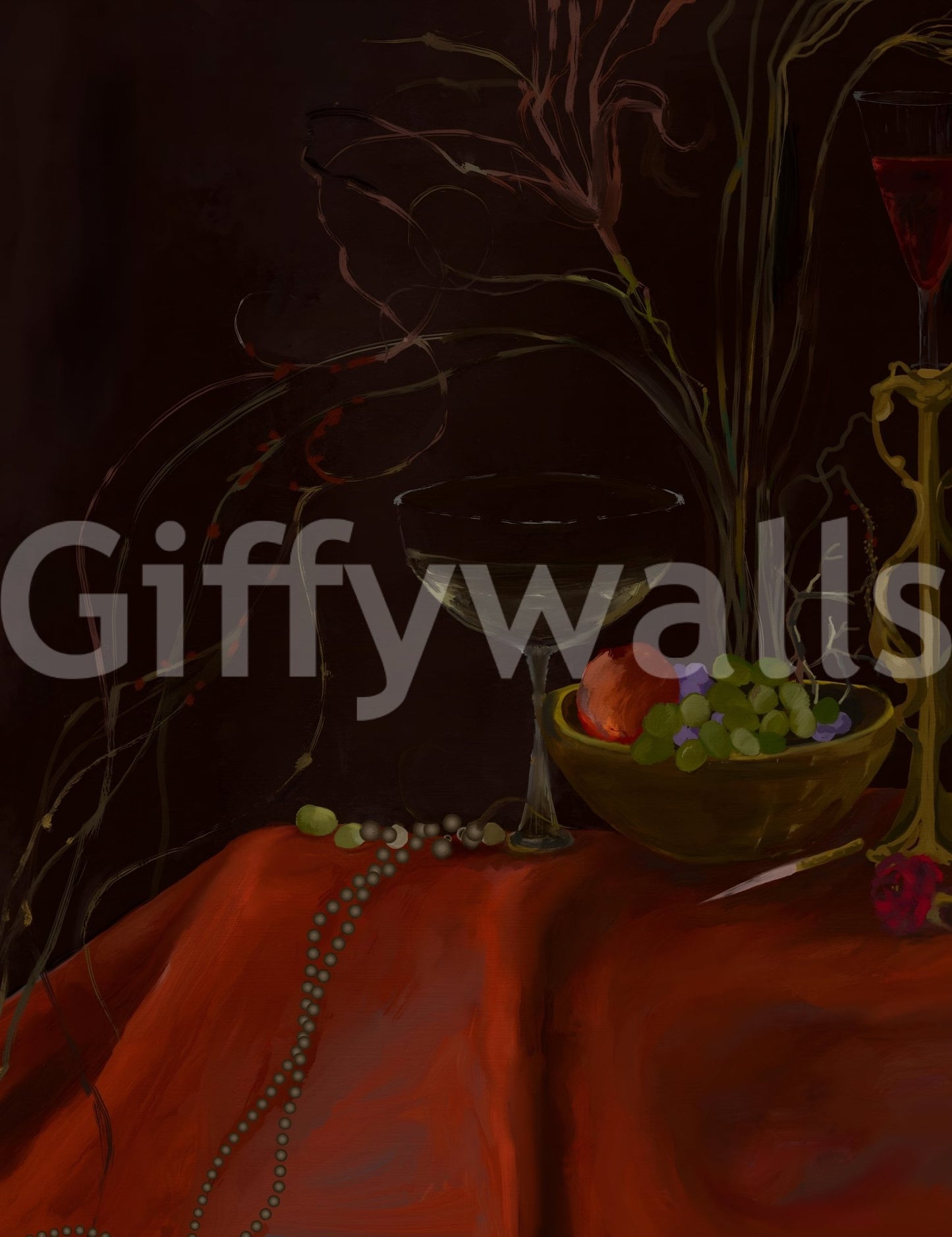 Moody Vintage Baroque Still Life Art Wall Mural