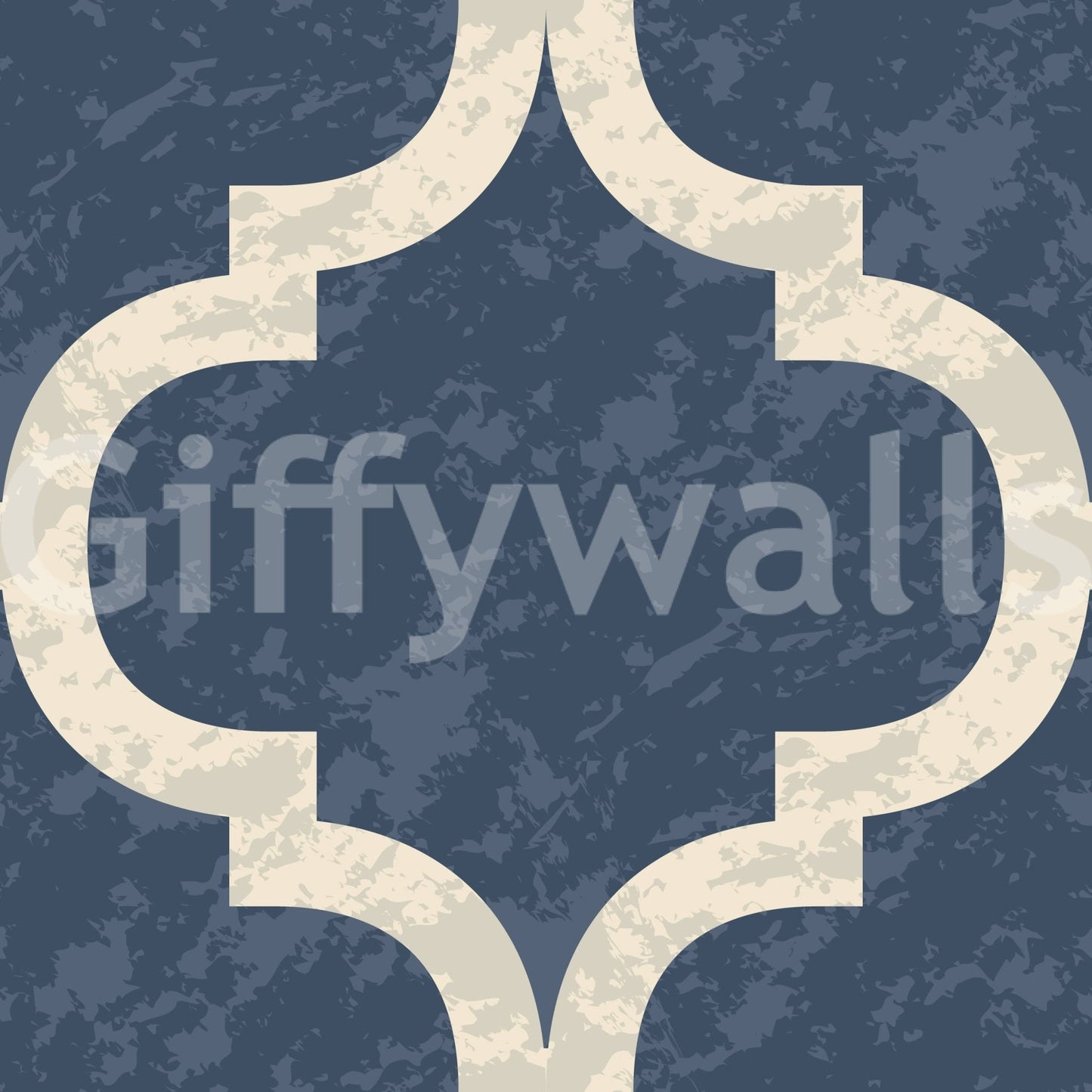 Bold Moroccan Ogee Twilight Blue wallpaper mural interior design.
