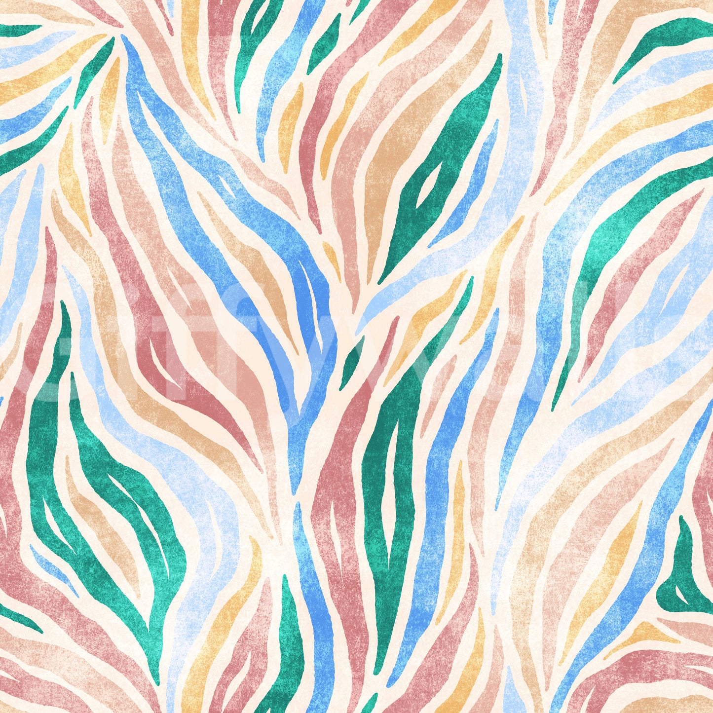 Multicolor Textured Boho Zebra Print Wallpaper
