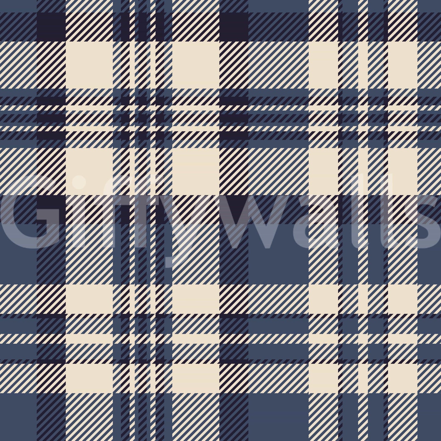Navy Tartan Checks Wallpaper