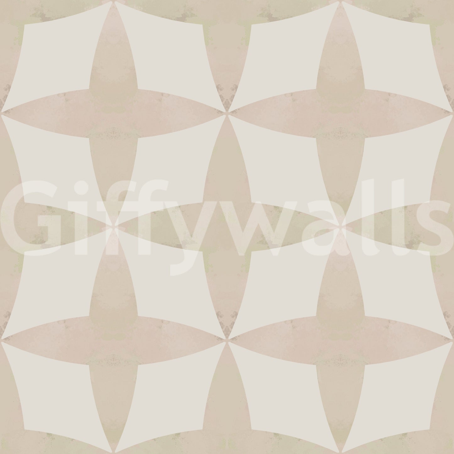Pale tan and bone geometric wallpaper, sophisticated interior choice.