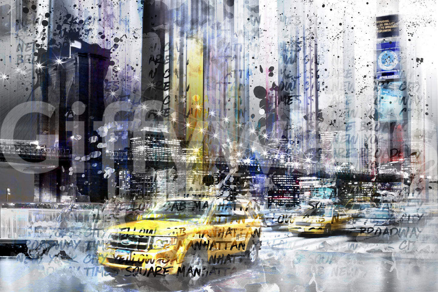 Pop-art inspired mural with NYC architecture