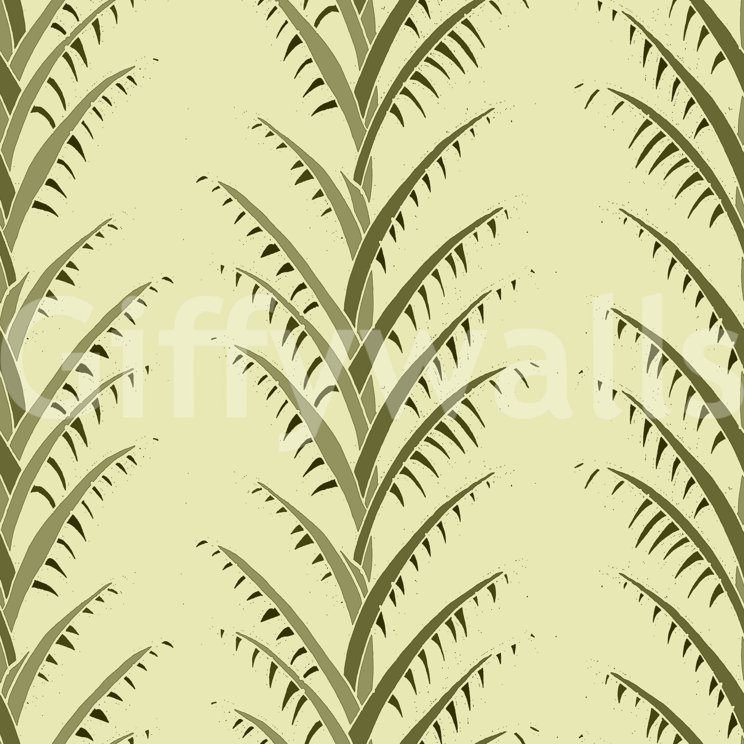 Simple Olive Green Palm Leaves Wallpaper