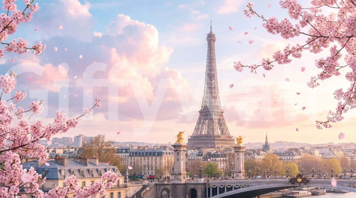 Parisian Sakura Wall Mural