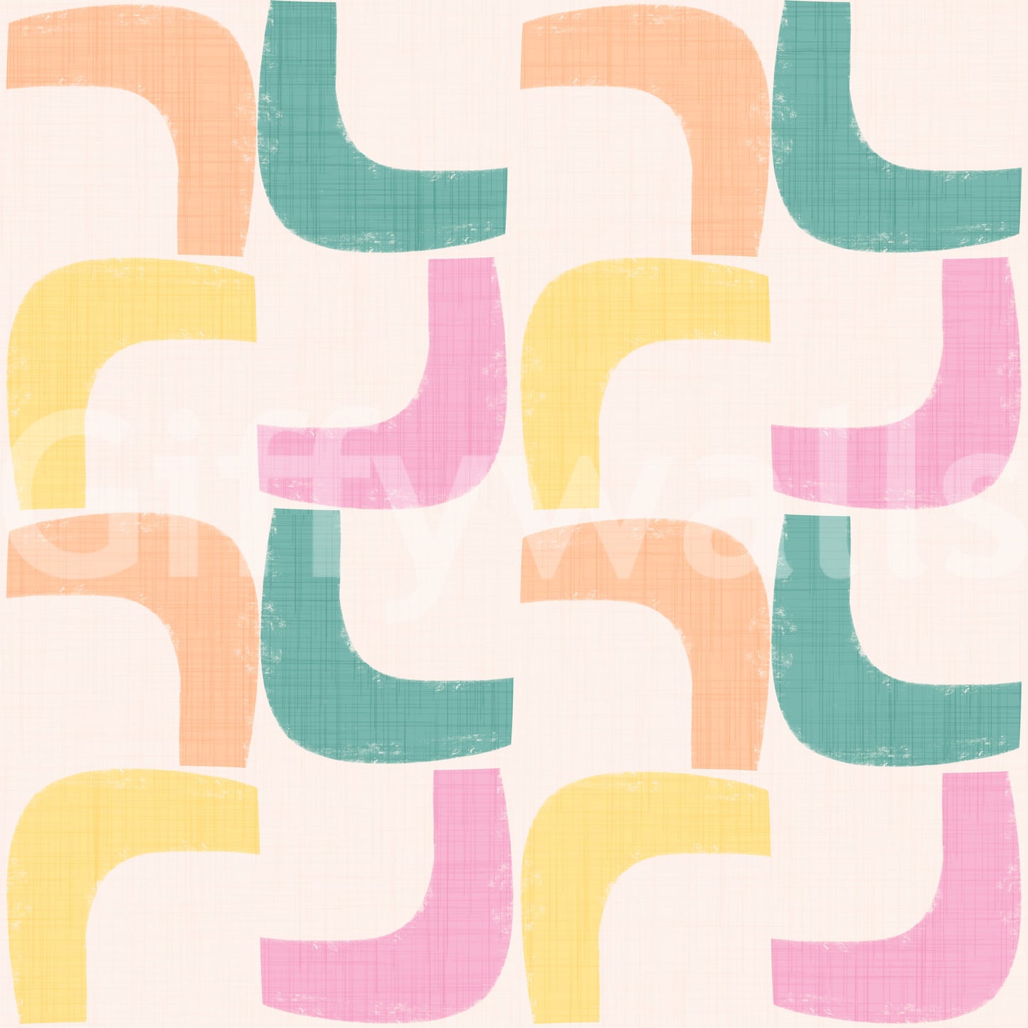 Vintage wallpaper with retro boomerang pattern in soothing pastel shades.