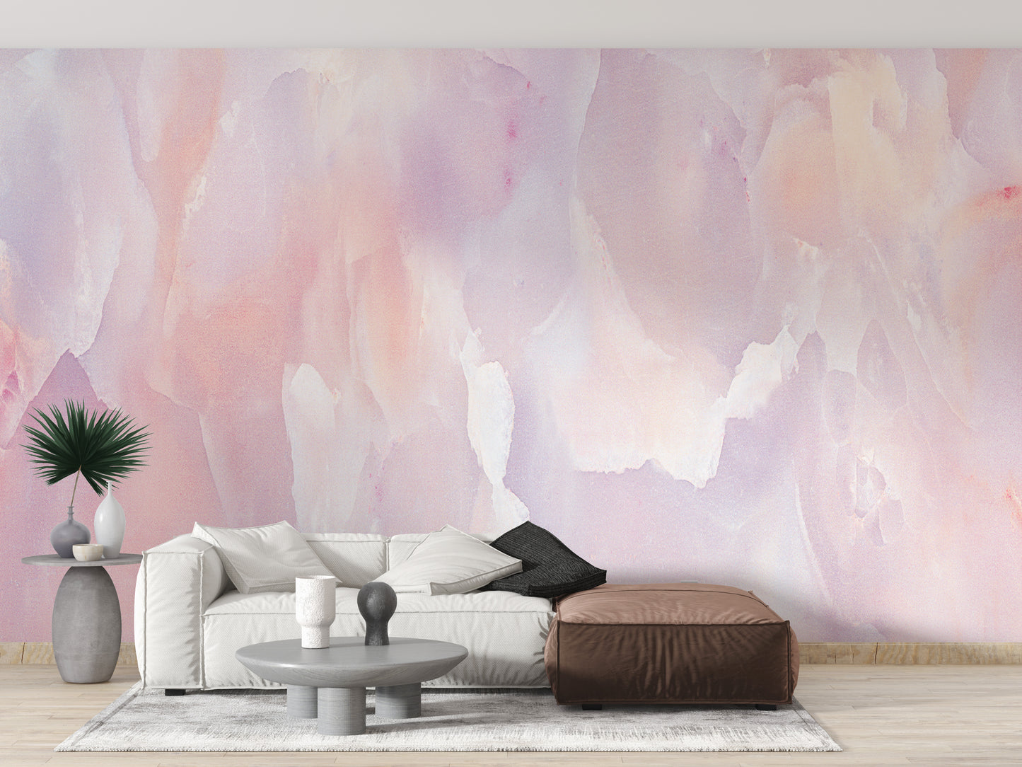 Minimalist pink marble wallpaper mural for living room