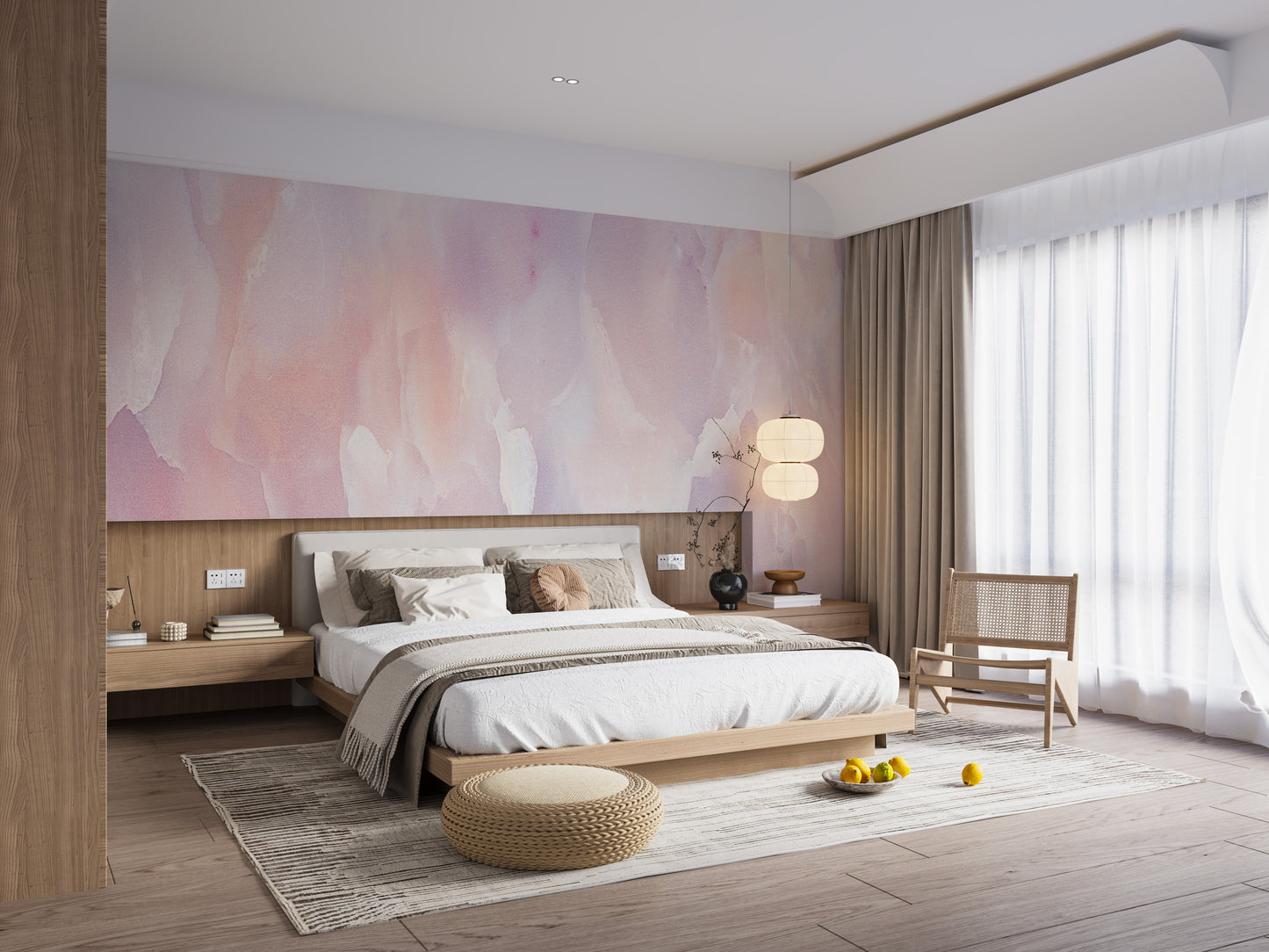Soft pink abstract marble mural wallpaper