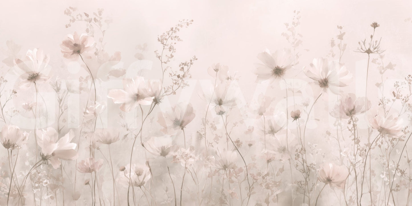 Poetic Soft Floral – Petal Dust Wall Mural