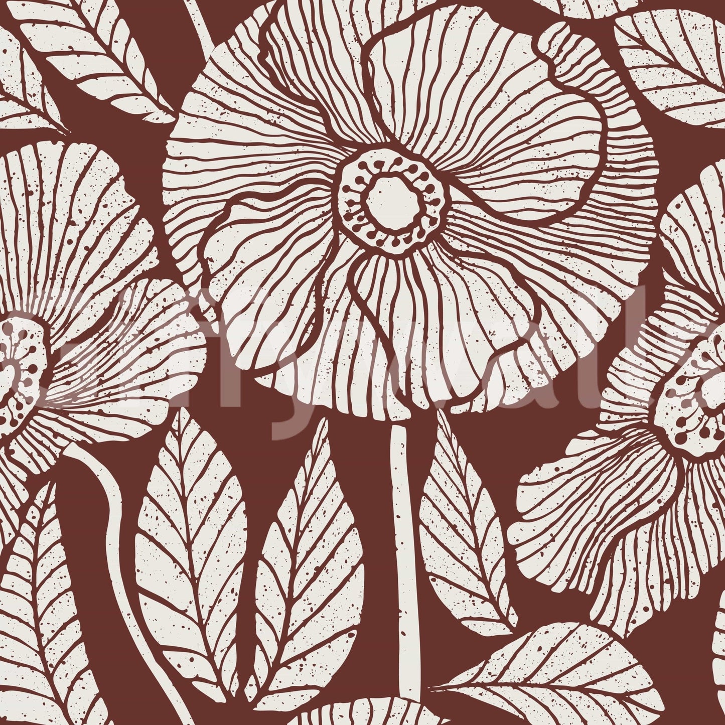 Mid-century, quirky Poppy Floral Modern seamless surface wrap.