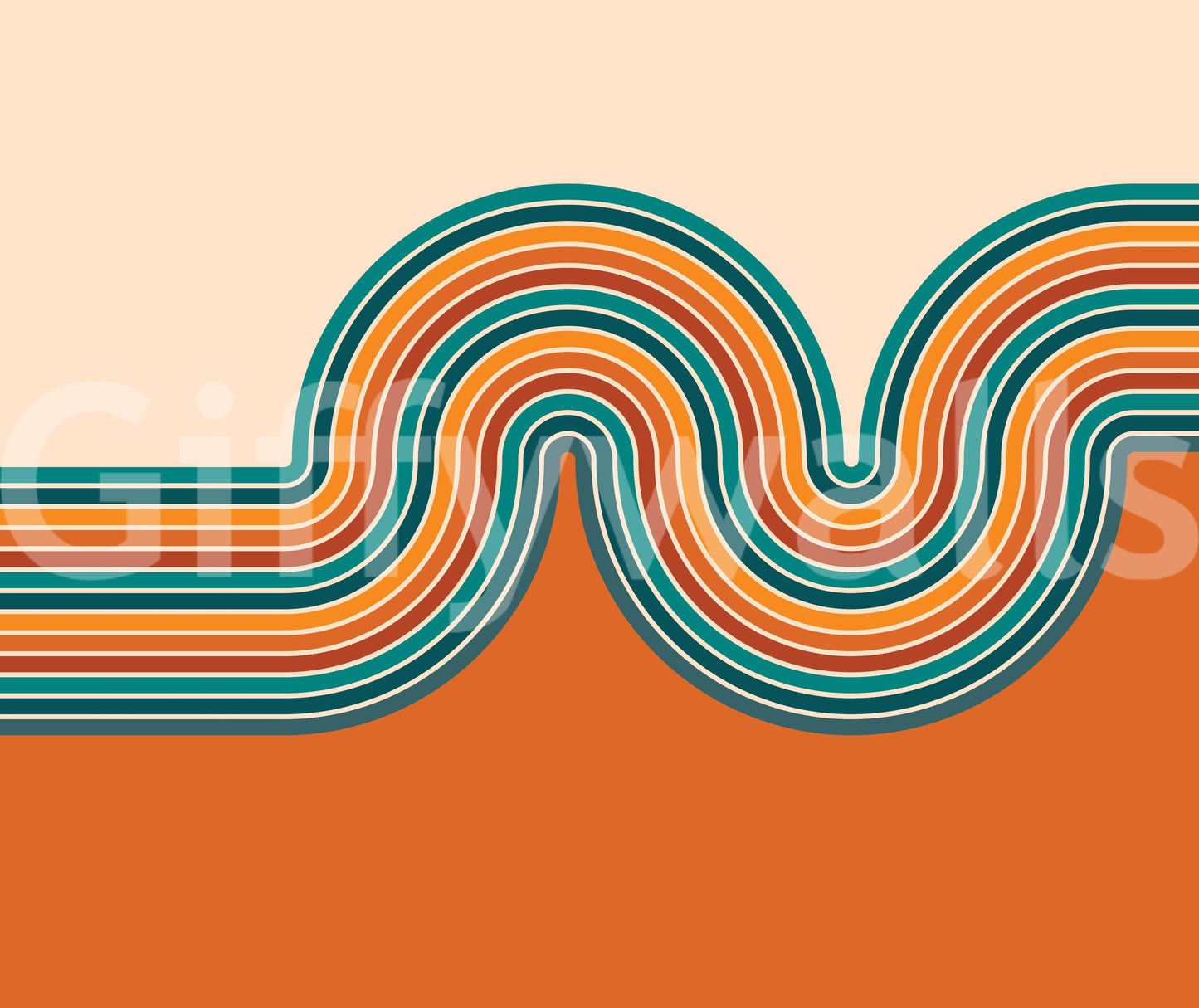 Retro Curvy Lines Wall Mural