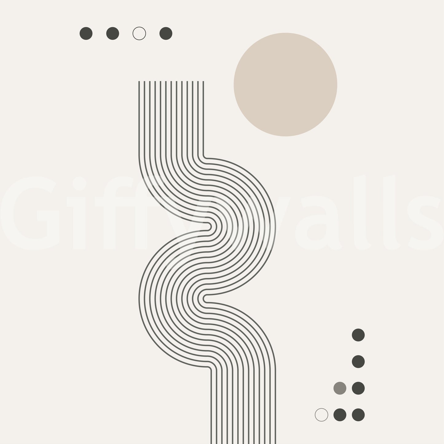 Retro geometrisk flow vægmaleri