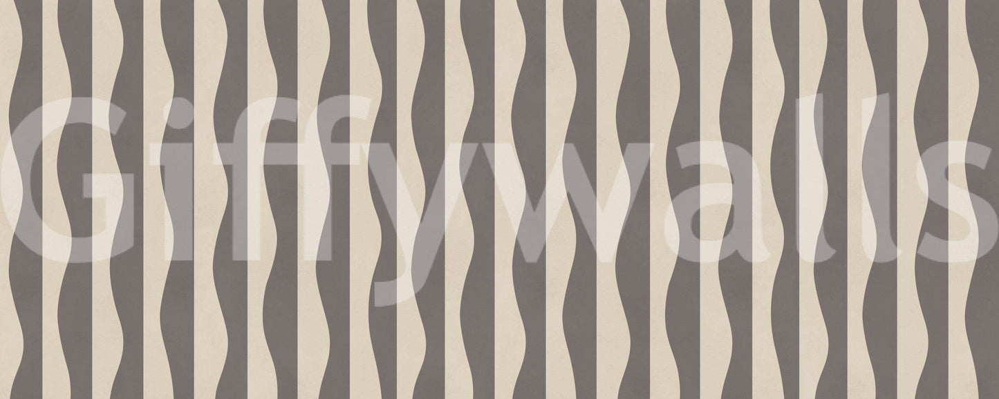 Vintage-inspired Groovy Stripes wallpaper, muted, refined, striking pattern.