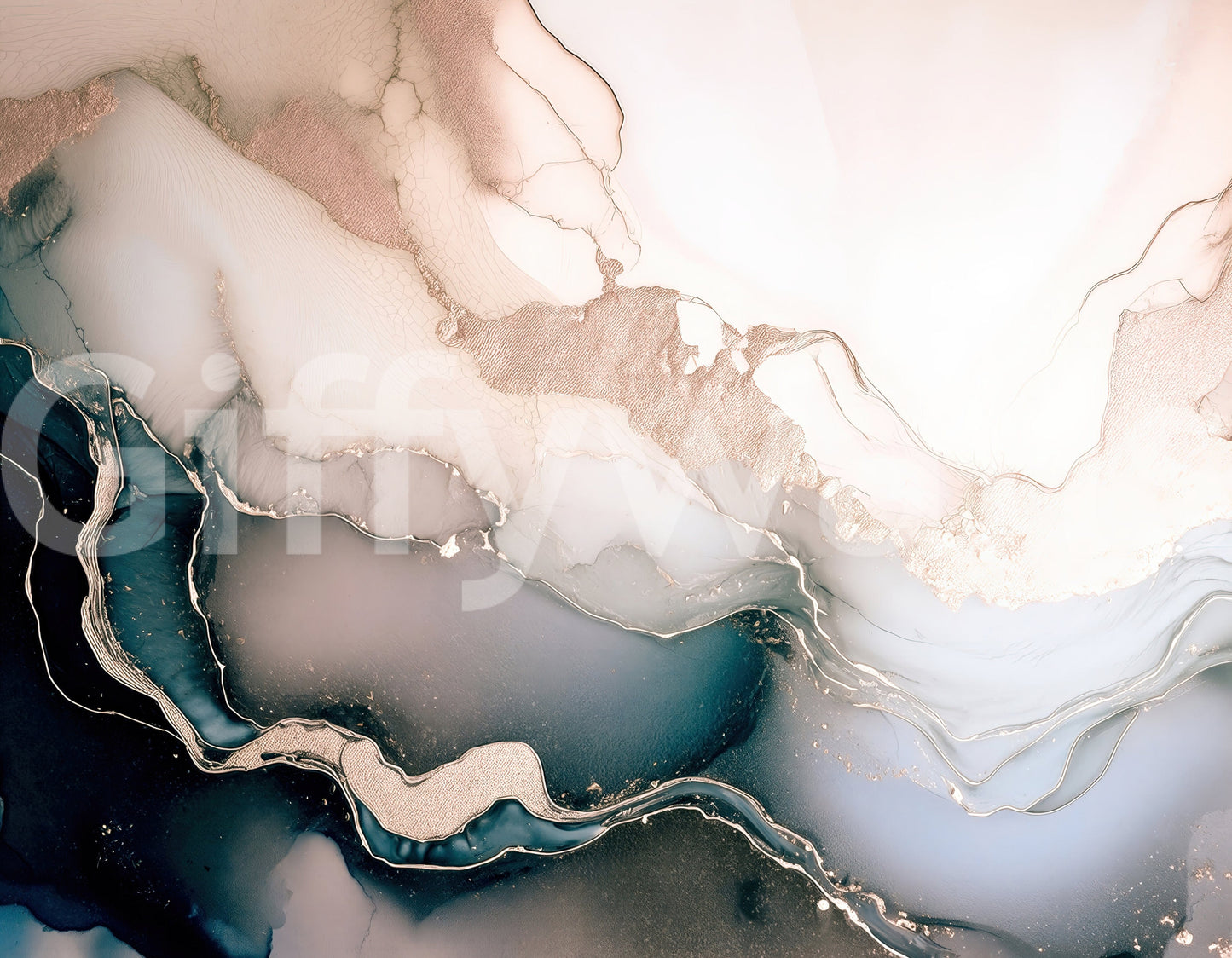 Dreamy Mineral Layers Rose Gold Wall Mural