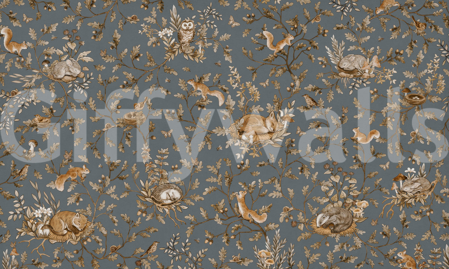 Fresque murale motif forêt rustique