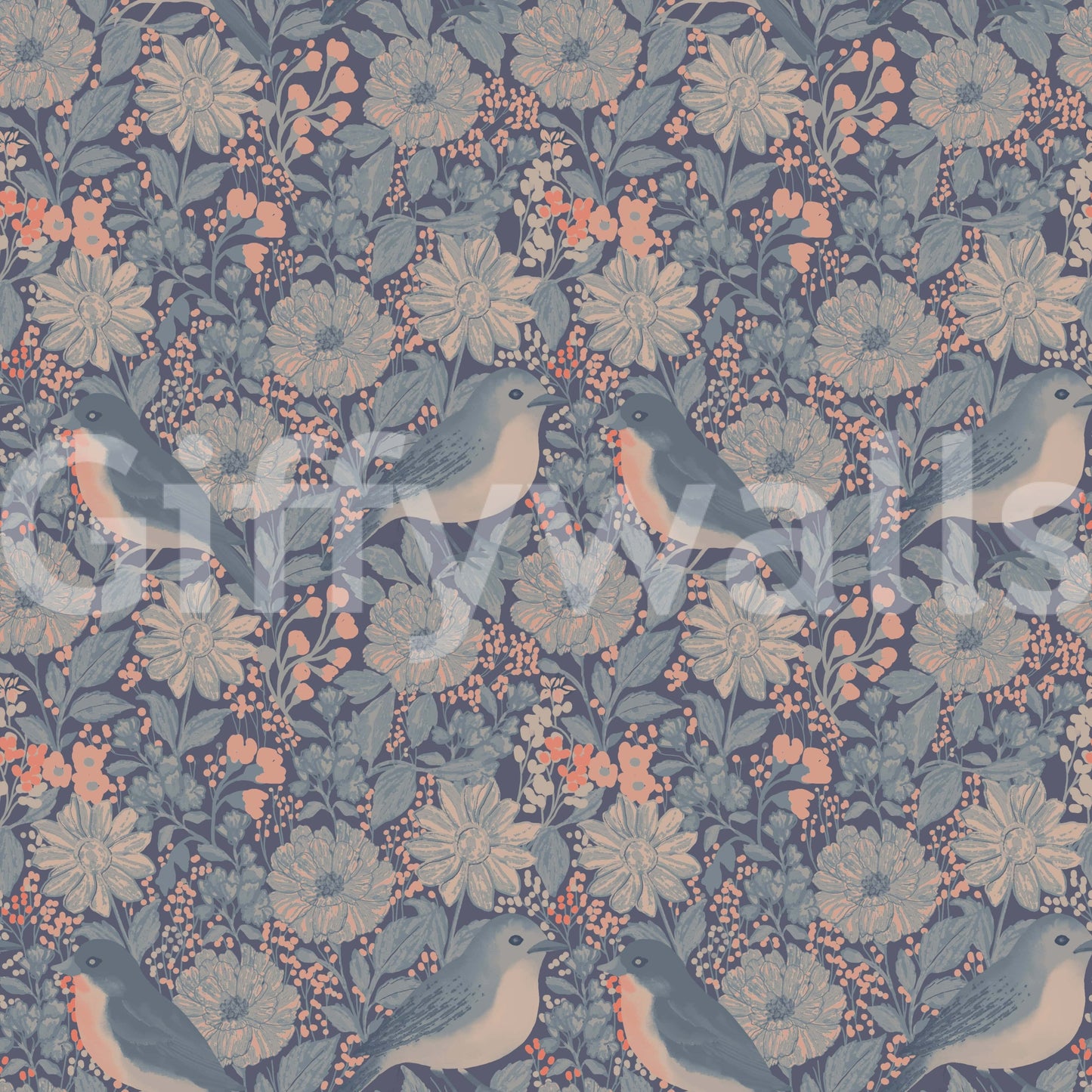 A high-quality serene floral wall mural for walls.