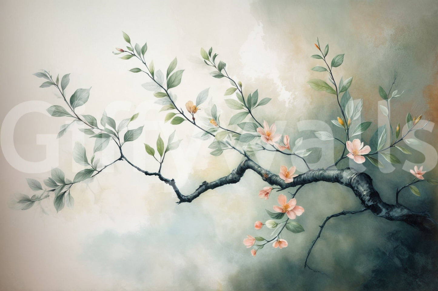 Serene Bloom Branch Wall Mural