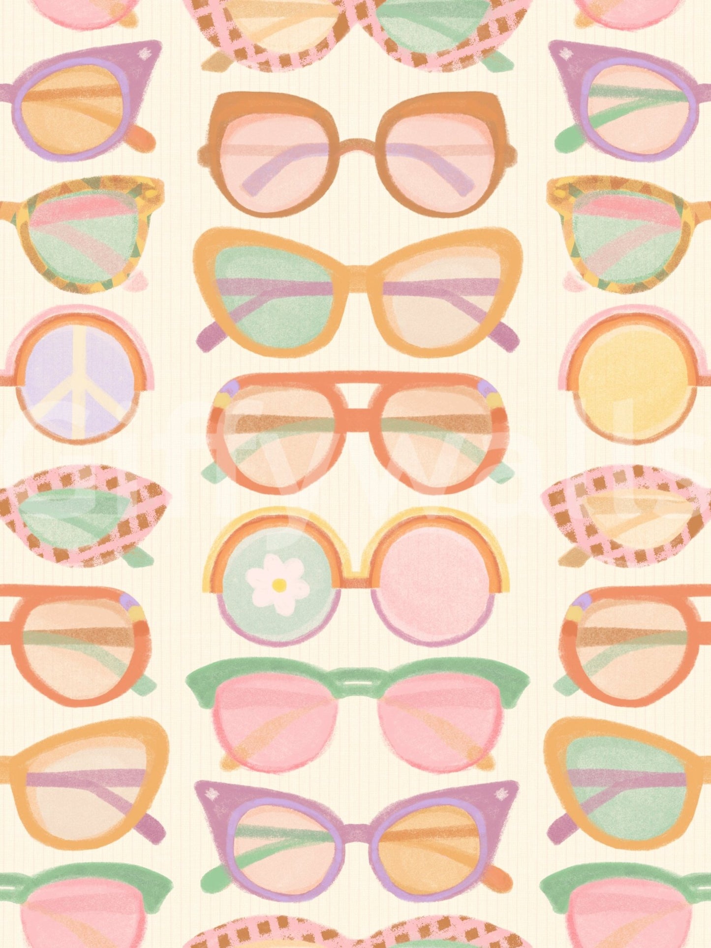 Shades of Cool - Mid - Mod Summer Muted Tones Wallpaper