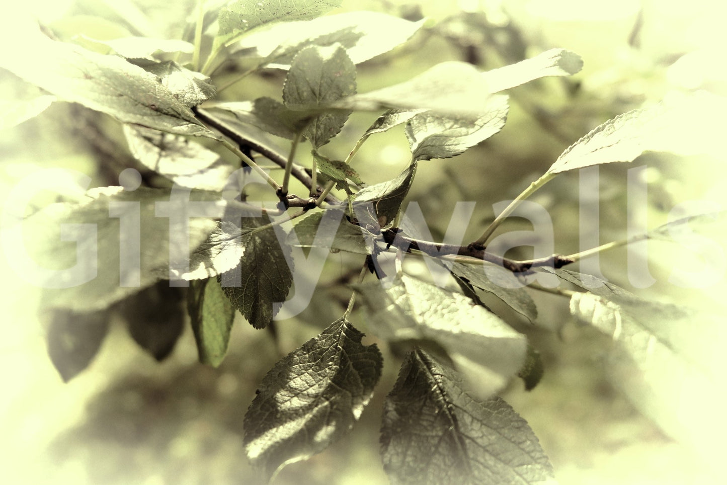 Muted tone leaf wallpaper design