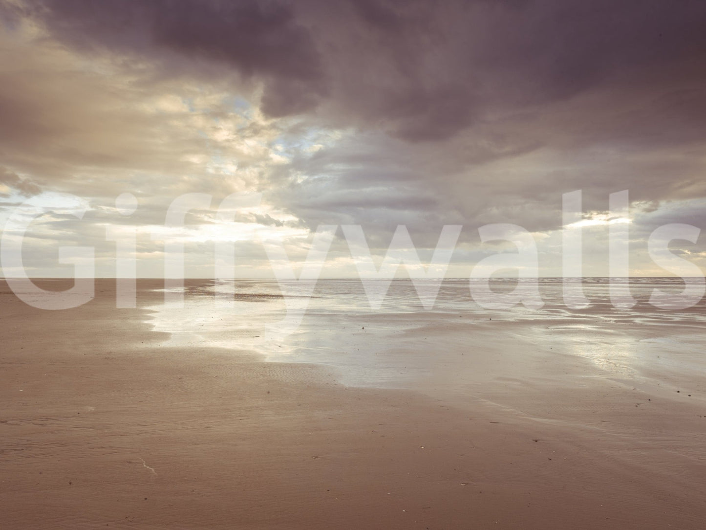 Minimalist ocean horizon art on Soothing Seashore wall mural for modern homes