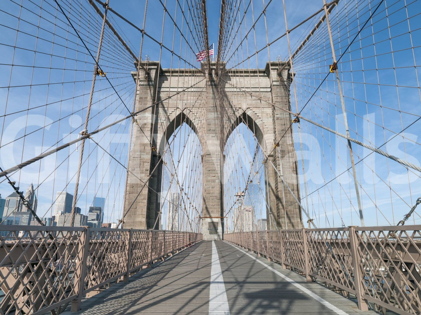 Strolling Across the Brooklyn Bridge Wall Mural