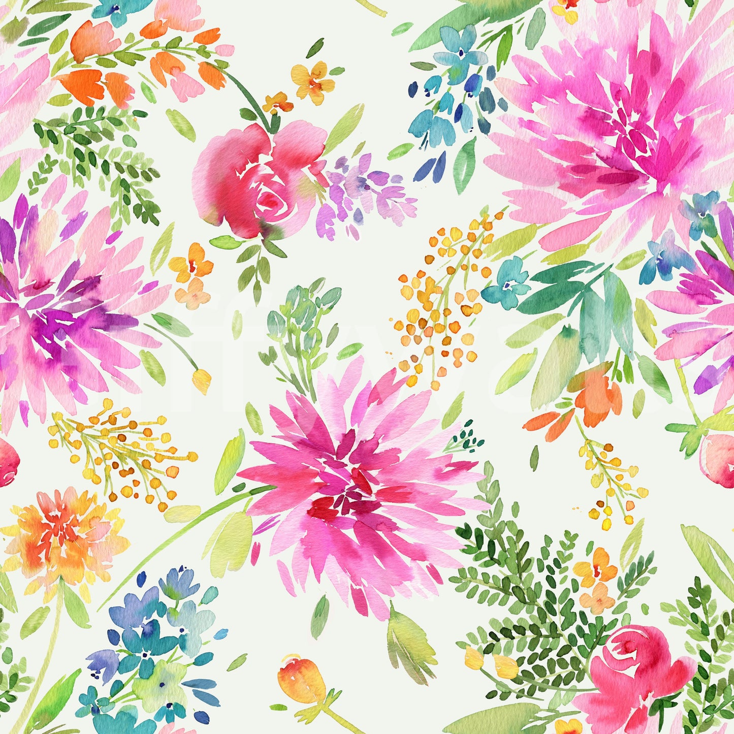 Summer Floral Dahlia Multicolor Wallpaper