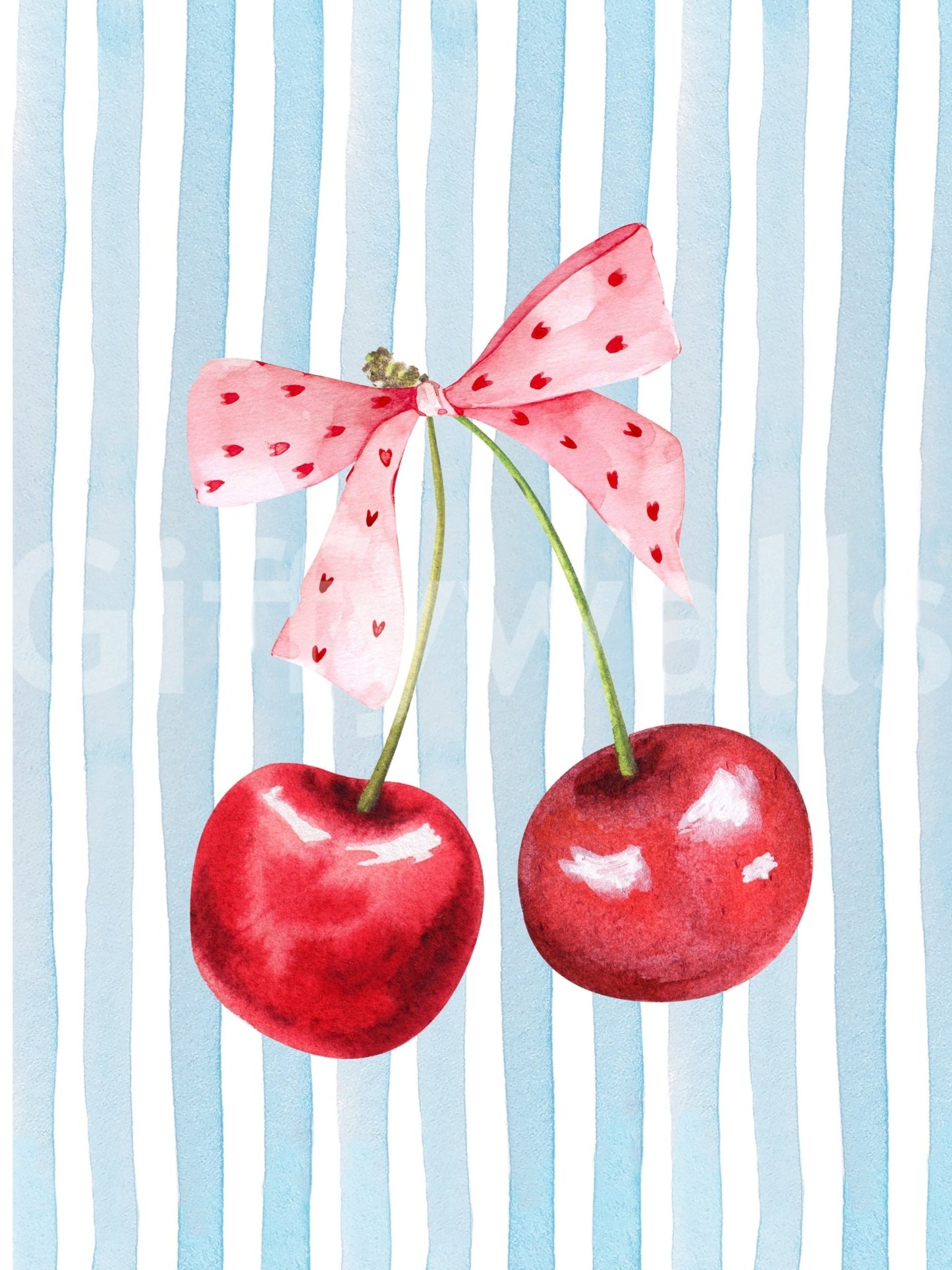 Fresh cherry-inspired stripes wall mural for dynamic spaces