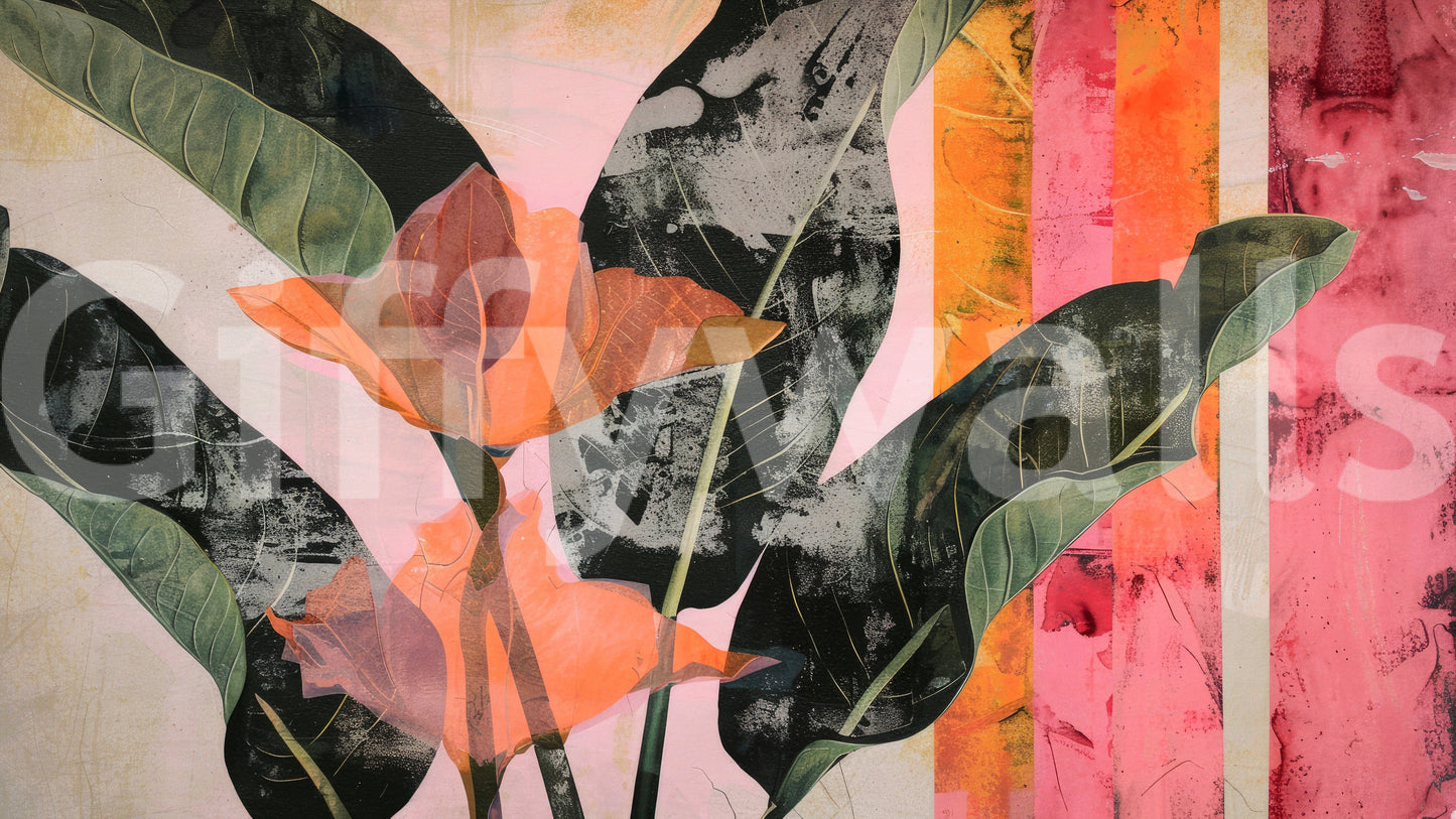 A high-quality serene leaf wall mural for walls.