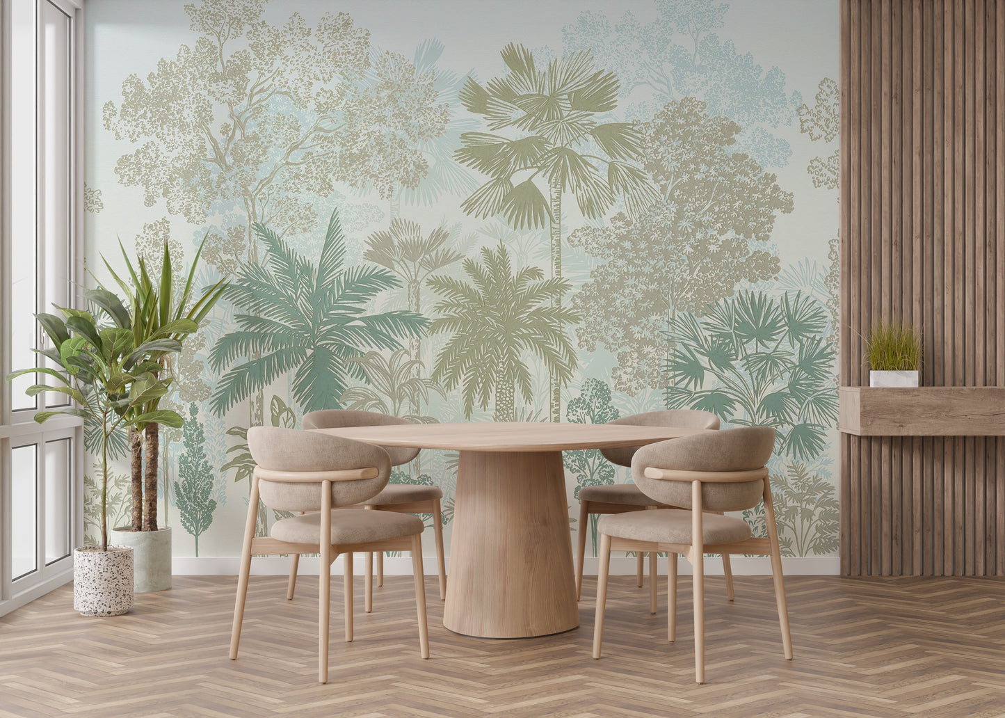 Exotic tropical wall murals with palms