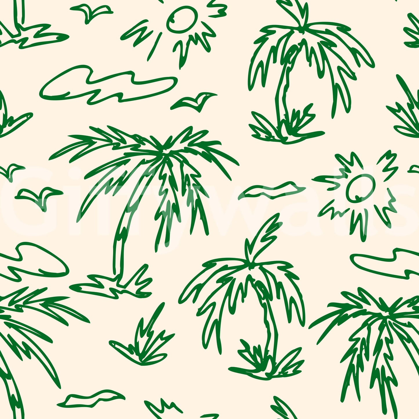 Breezy emerald foliage wallpaper for a light-filled space.