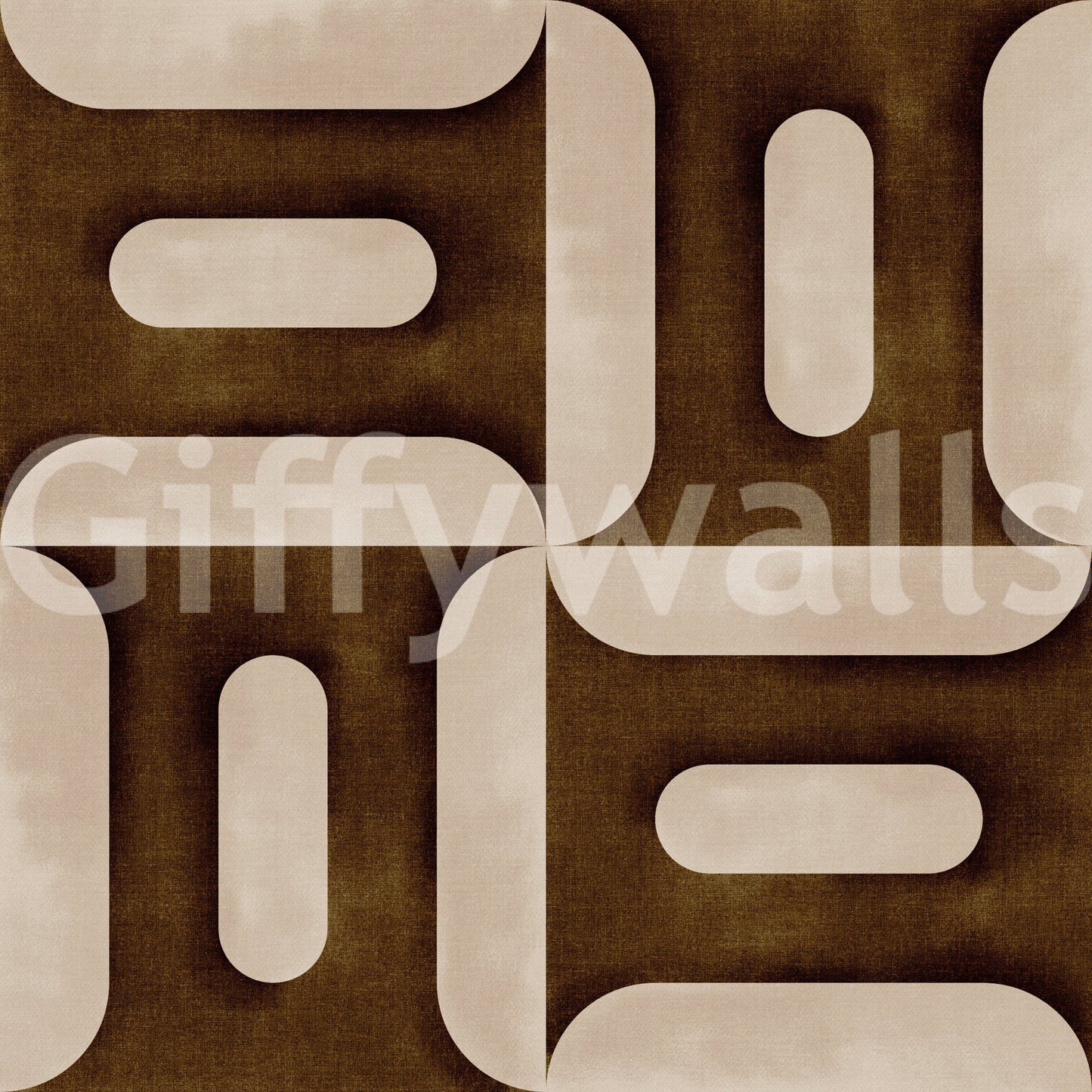 Papel de parede moderno com geometrias texturadas em tom âmbar