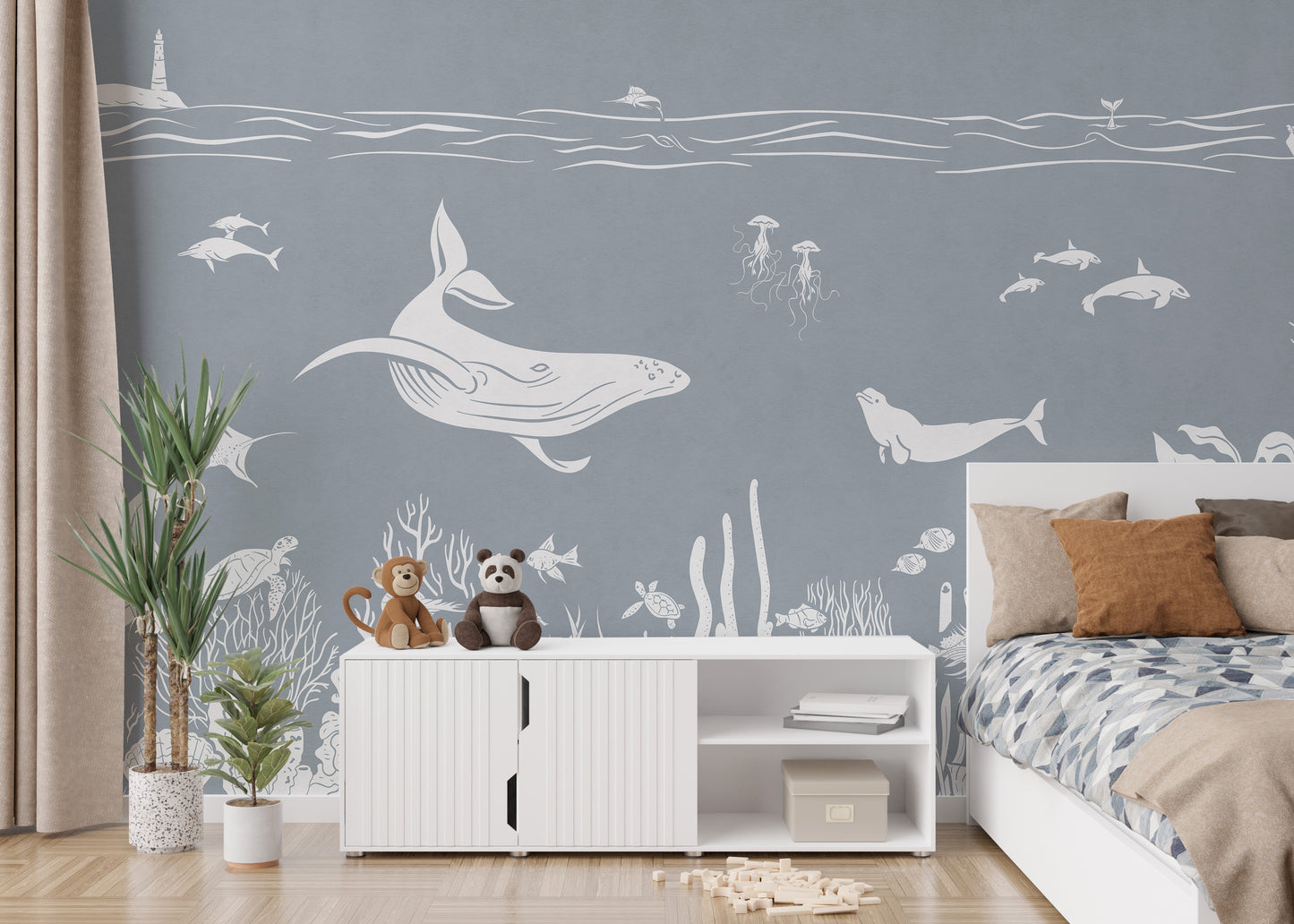 Tranquil Sea Blue Wall Mural