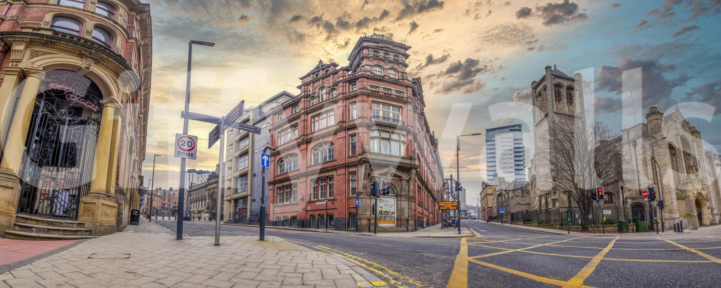 Brick facade wall mural