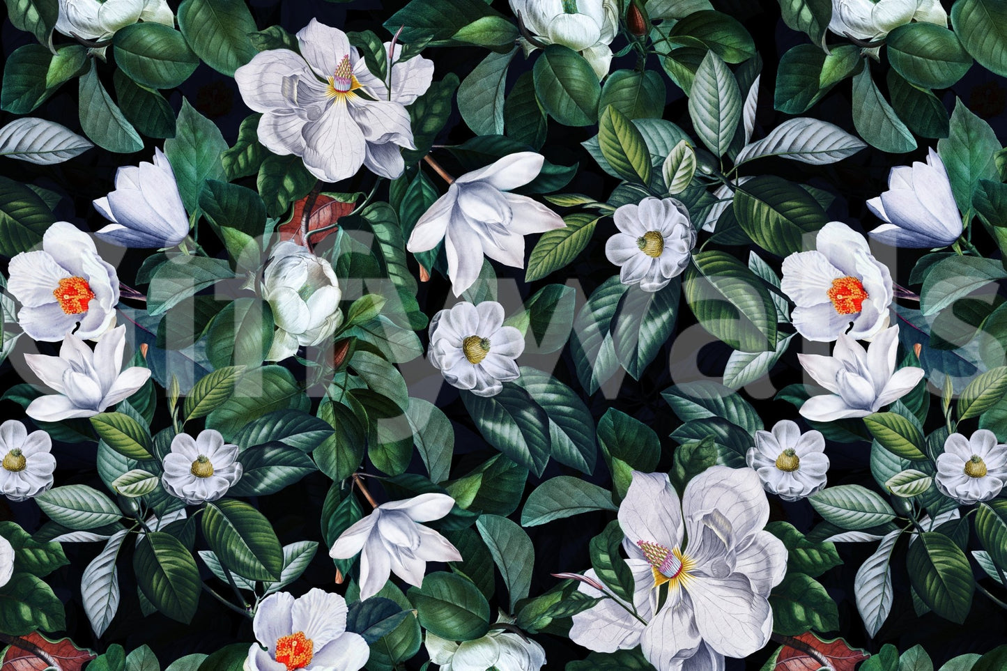 The wallpaper has a smooth, non-reflective matte finish.