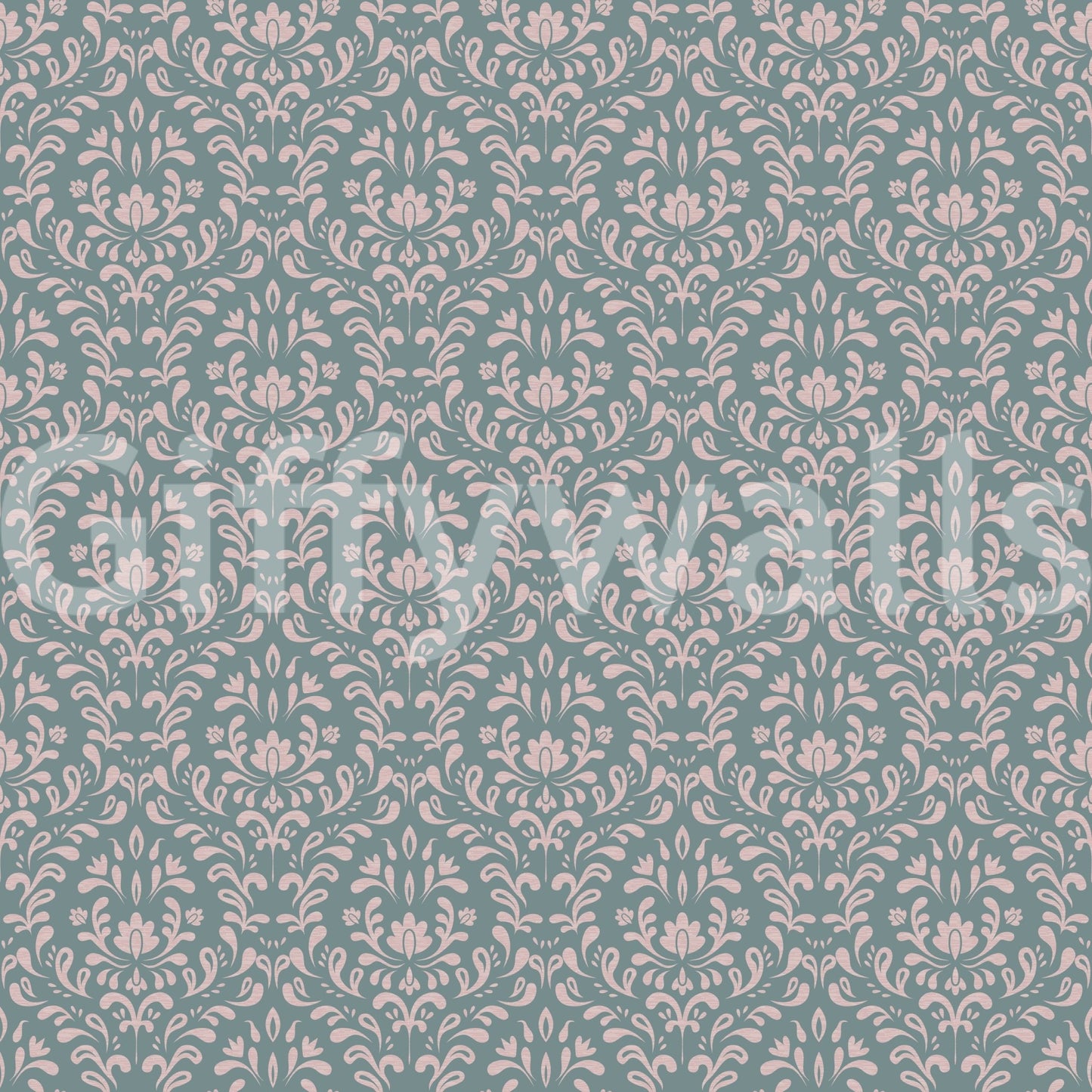 VINTAGE TEAL DAMASK Wallpaper