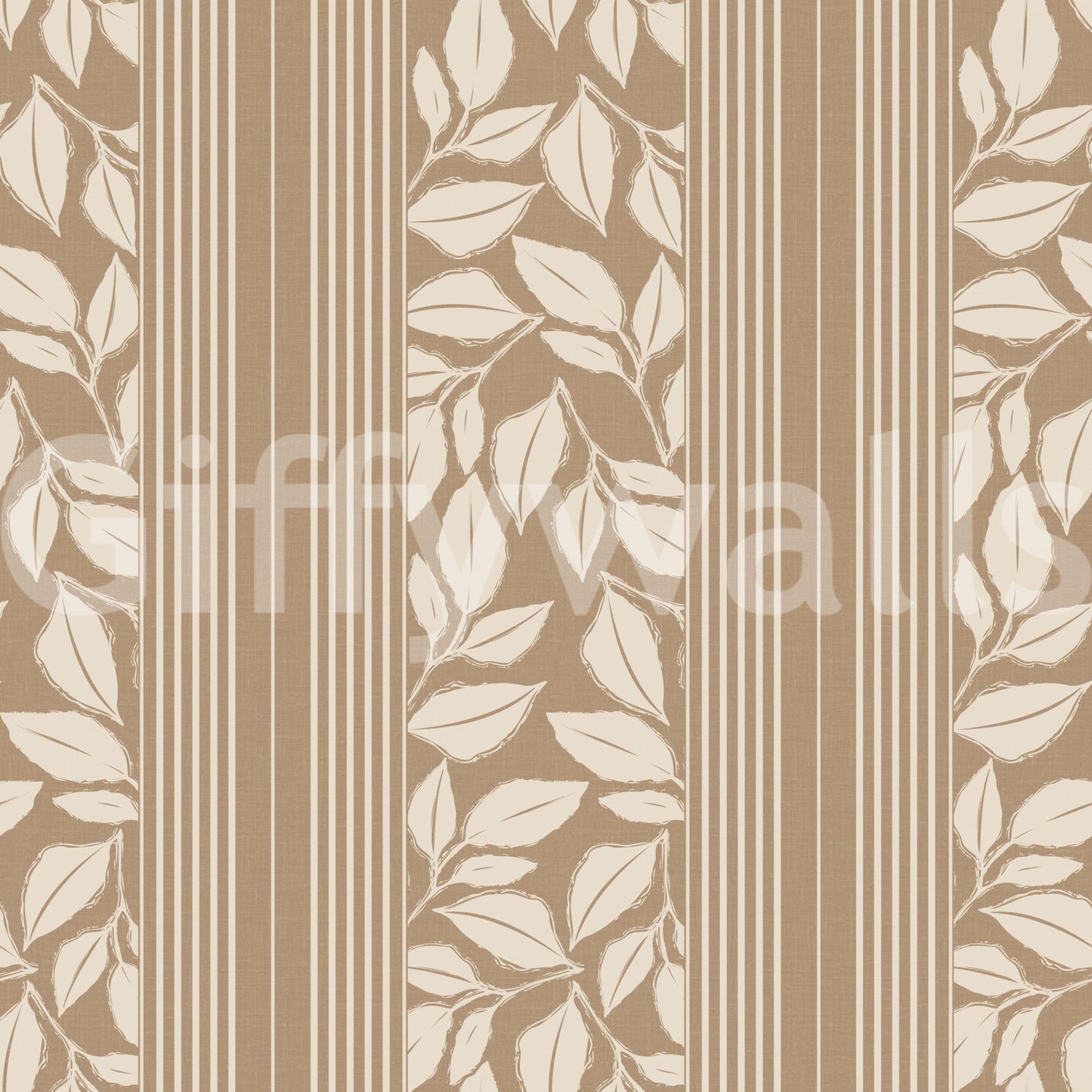 Vintage Trailing Foliage Tan Wallpaper