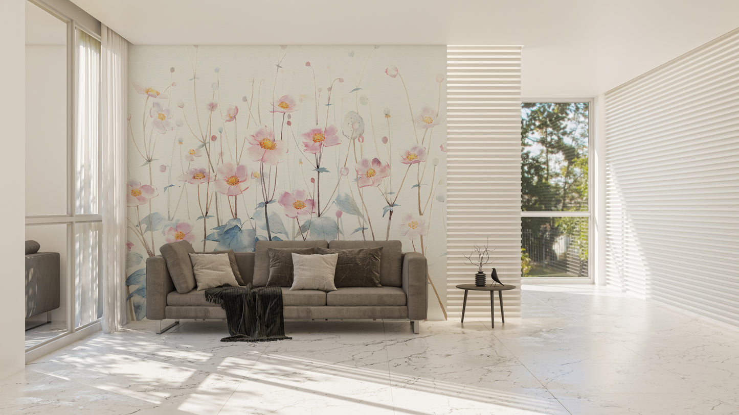 Subtle Floral Leaves Wallpaper