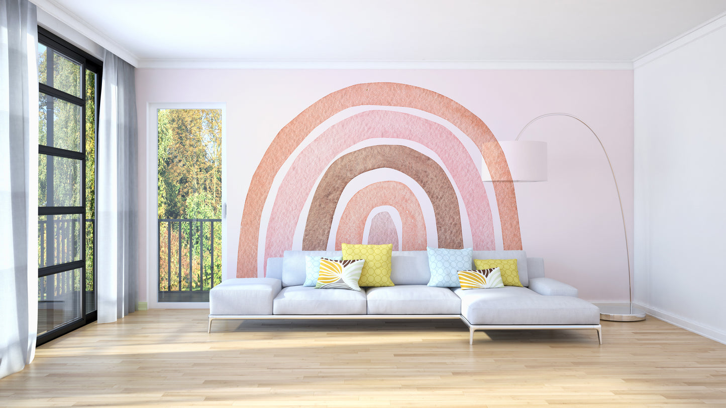 Minimalist boho watercolor wall mural art