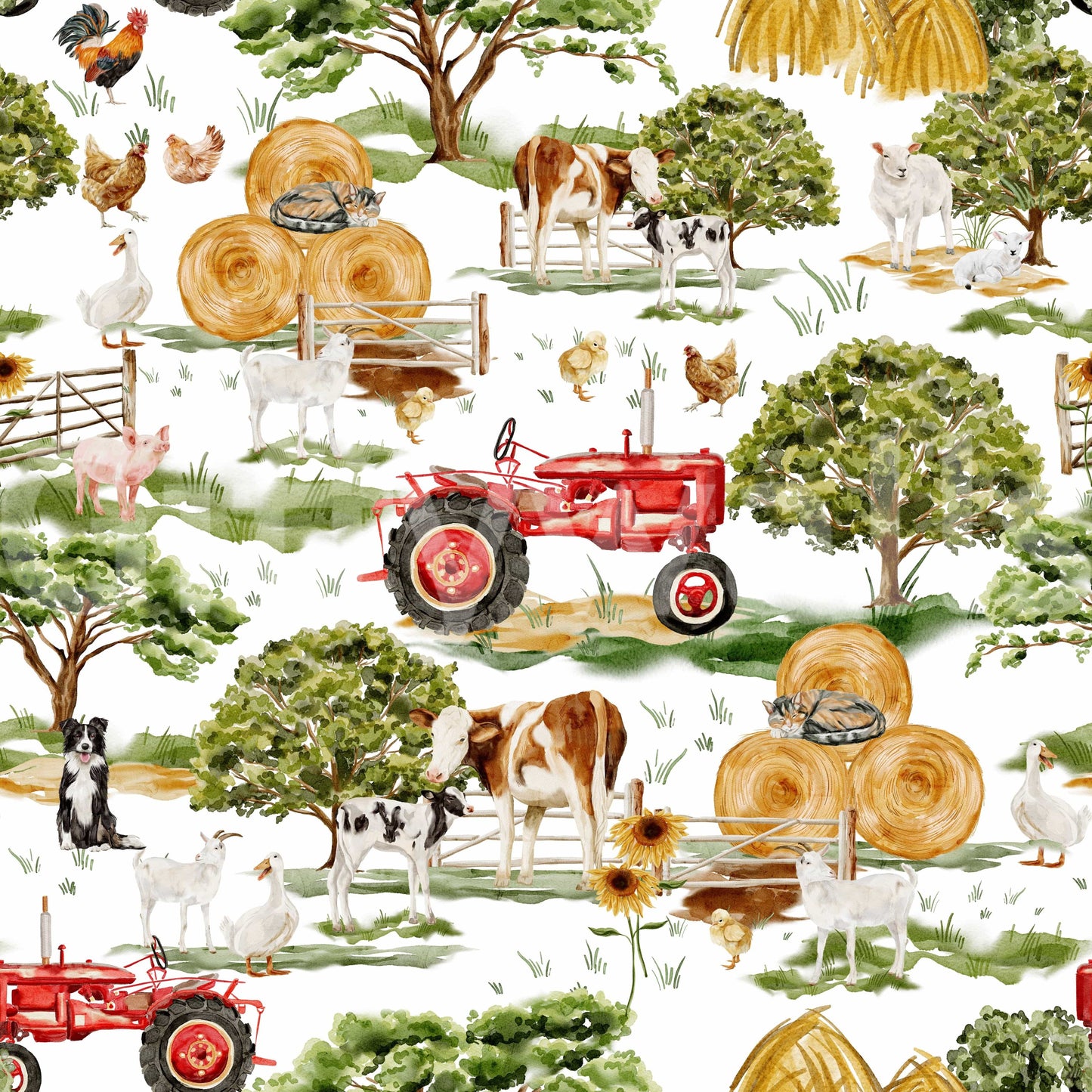 Quality Farm Animals wall covering, featuring various domestic creatures.
