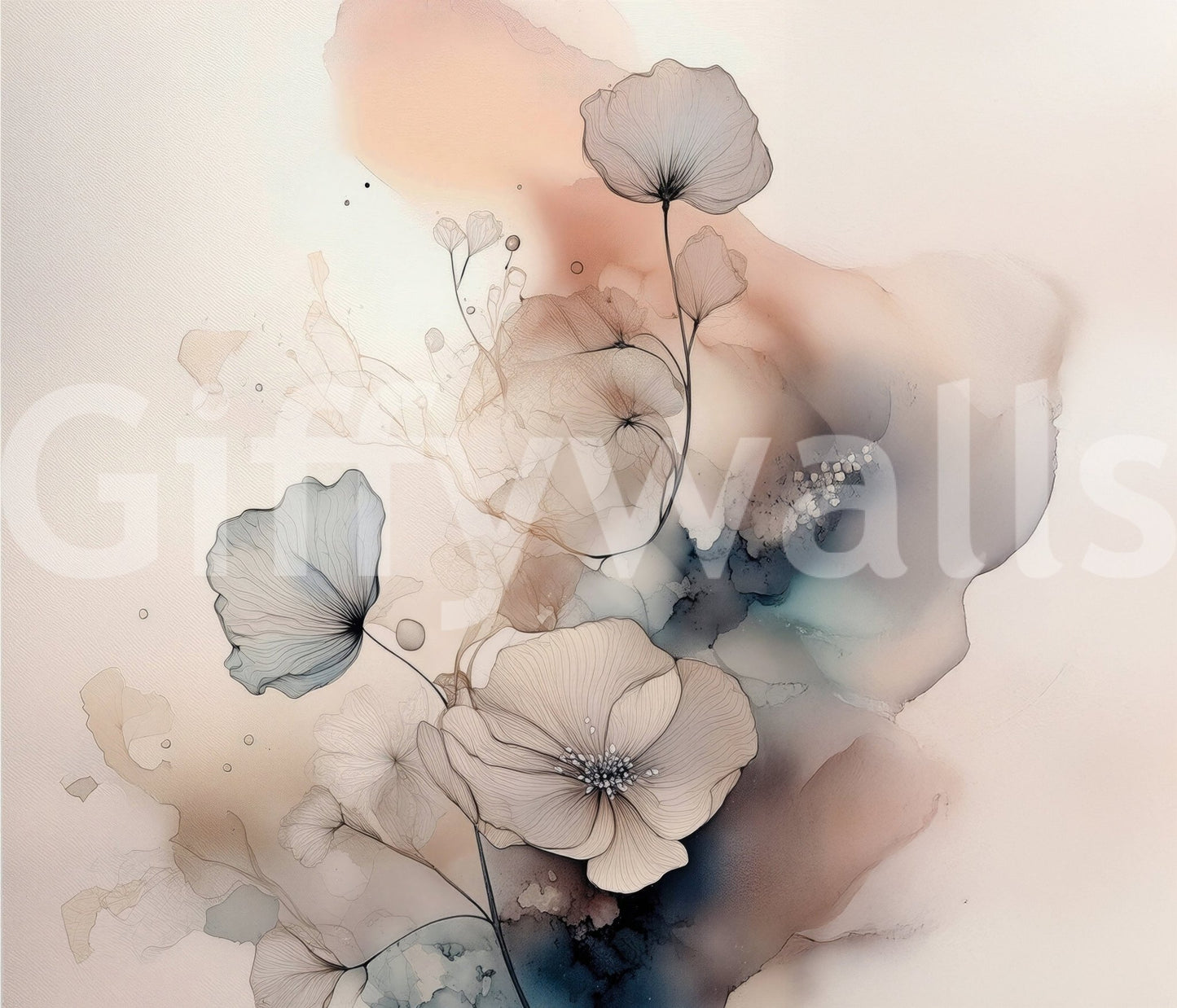 Watercolor Spiral Bloom Wall Mural