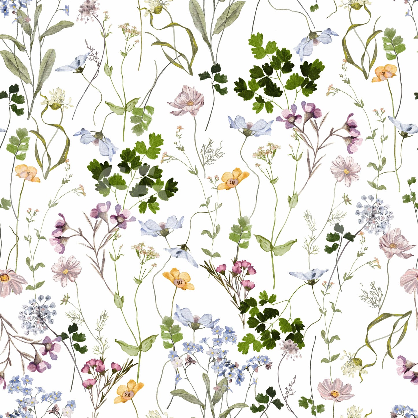Wildflower Early Summer Meadow Wallpaper in a sunny breakfast nook.